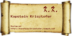 Kopstein Krisztofer névjegykártya